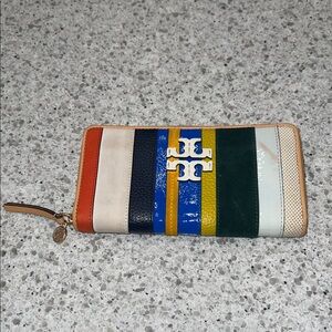 Tory Burch Balloon Stripe Zip Continental Wallet